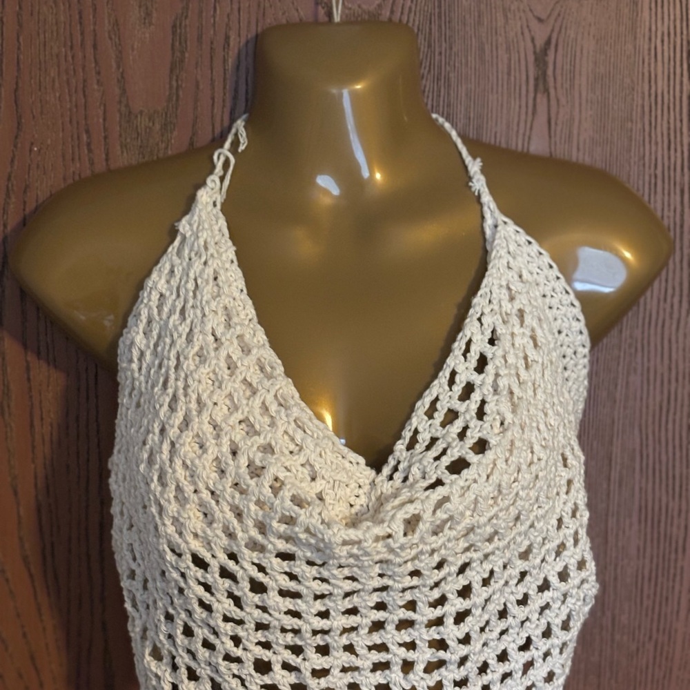 White Crochet Halter Top
